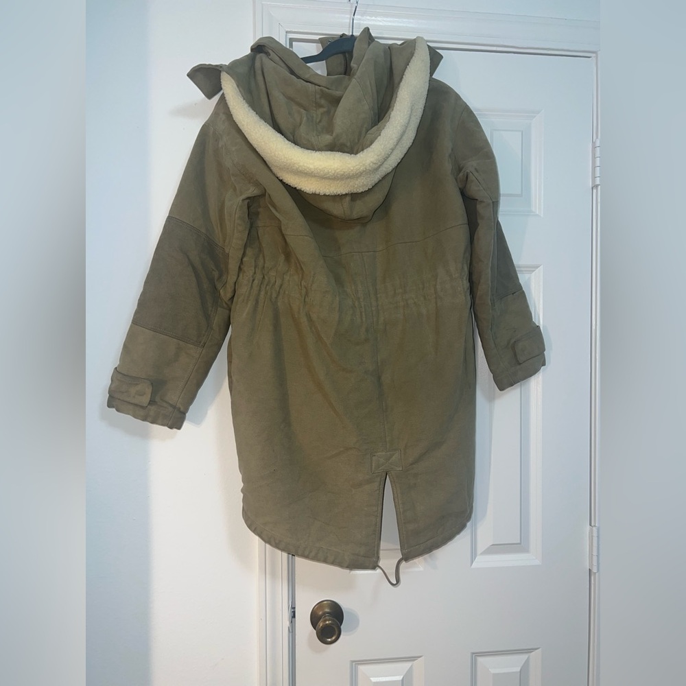 Sessun Chorus Lichen Parka Oversized Coat Sherpa Military Style Jacket Sz S - Picture 2 of 16